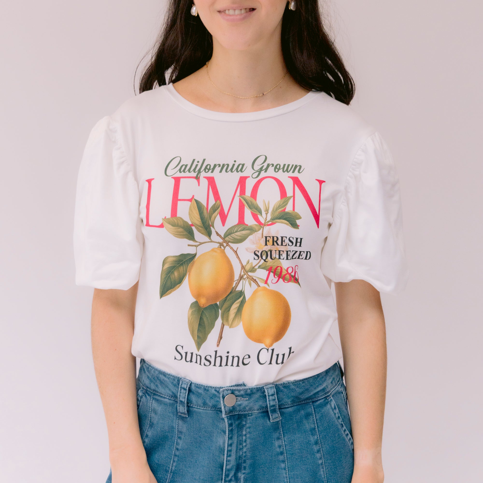 T-shirt blanca Manga Bombacha Lemon