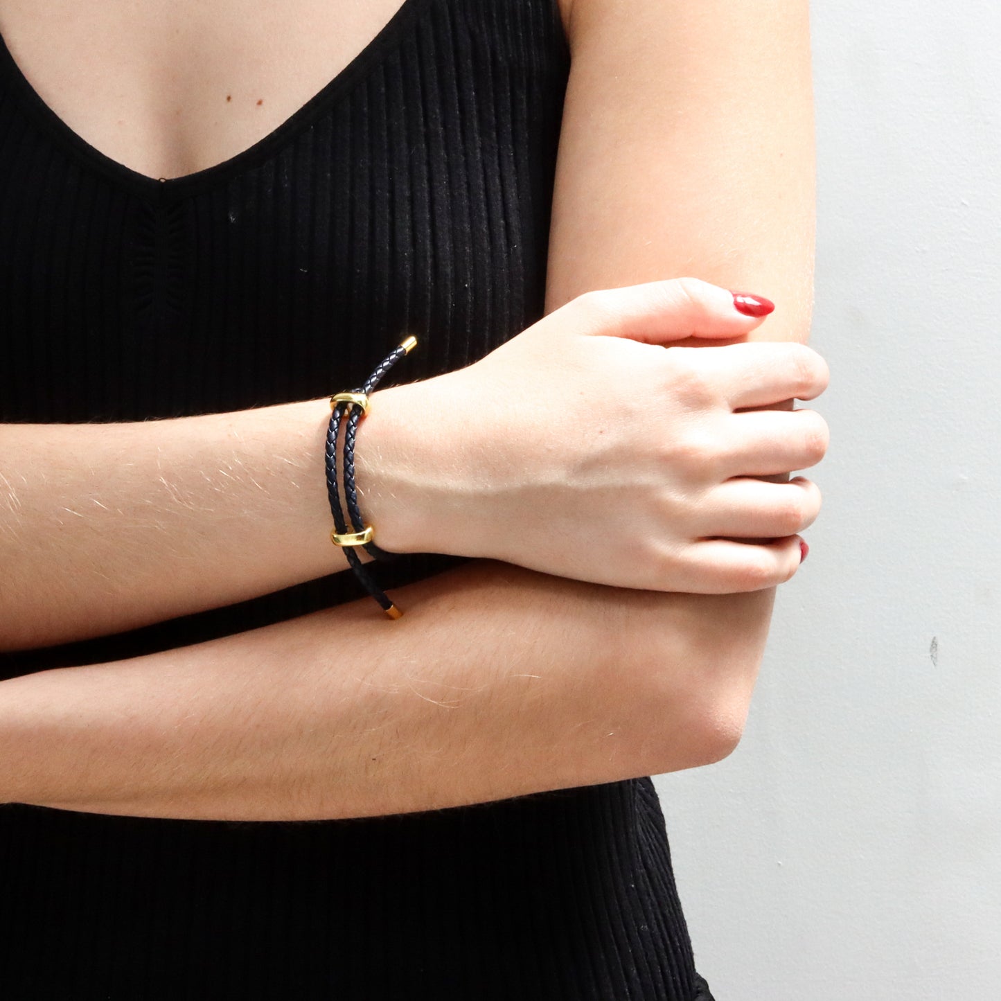 Pulsera Unisex de vinipiel tejido tipo vibora, ajustable
