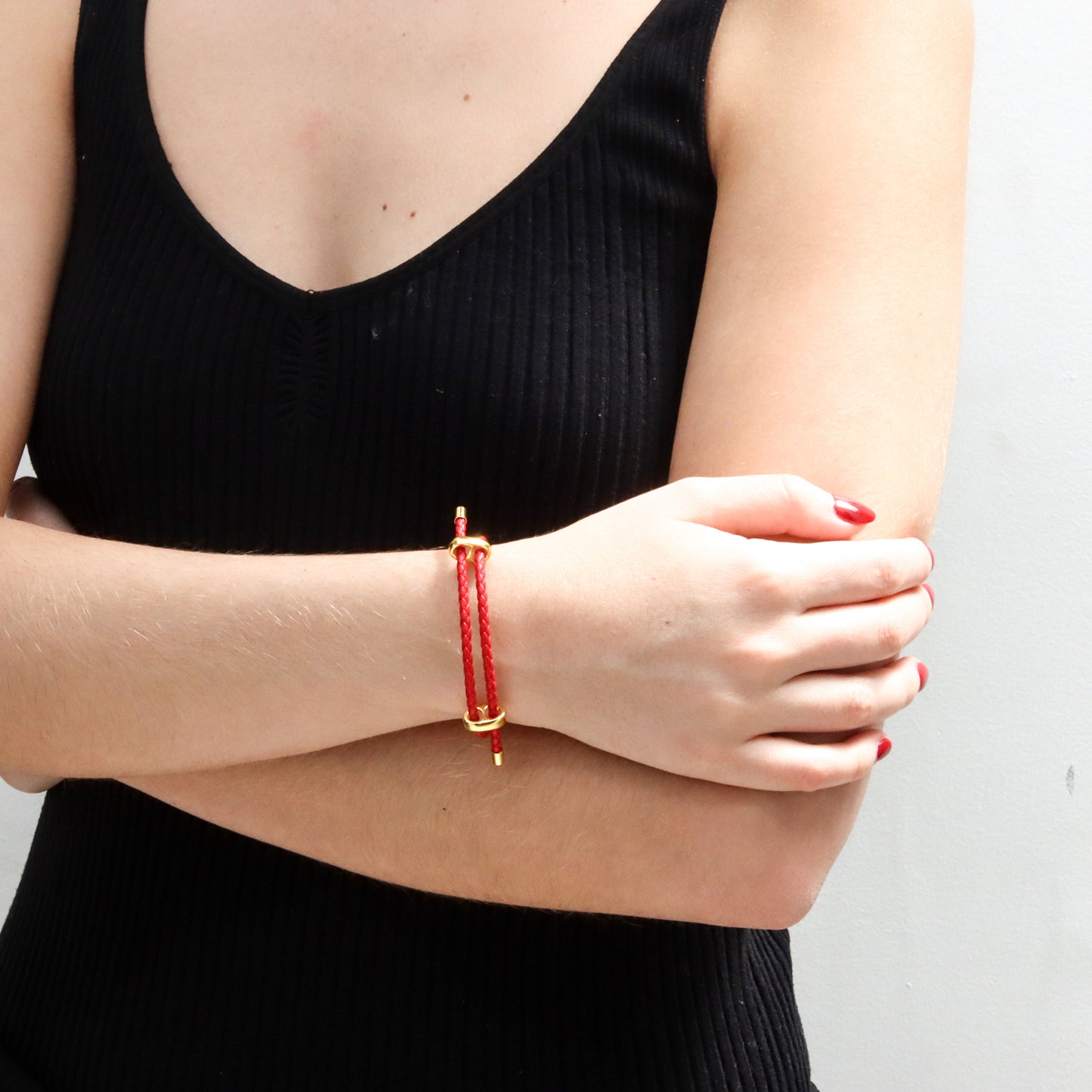 Pulsera Unisex de vinipiel tejido tipo vibora, ajustable