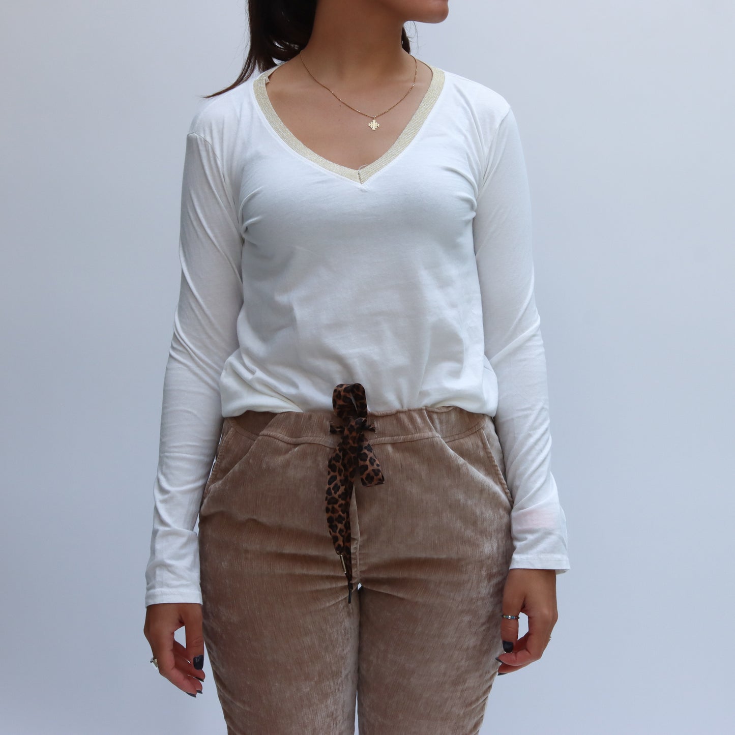 Blusa Básica en V Blanca