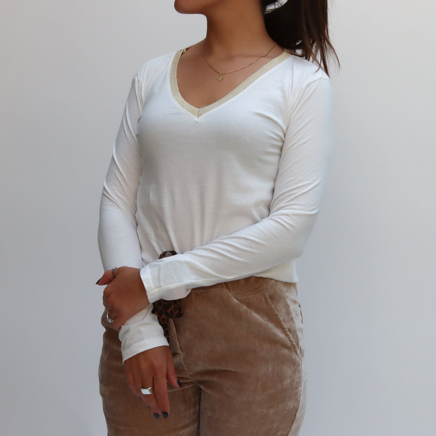 Blusa Básica en V Blanca
