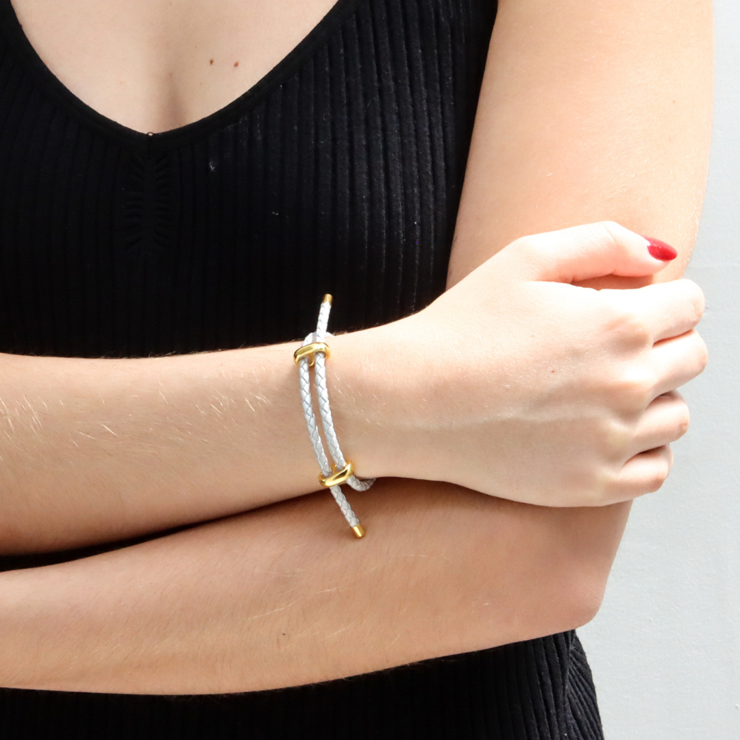 Pulsera Unisex de vinipiel tejido tipo vibora, ajustable