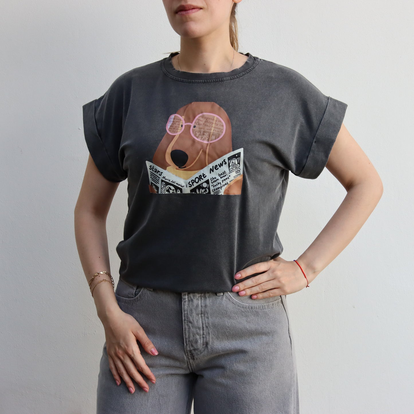 T-shirt gris newspaper