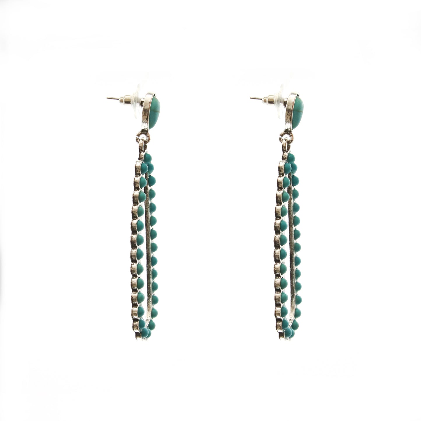 Aretes Cascada Turquesa en Diseño Filigrana