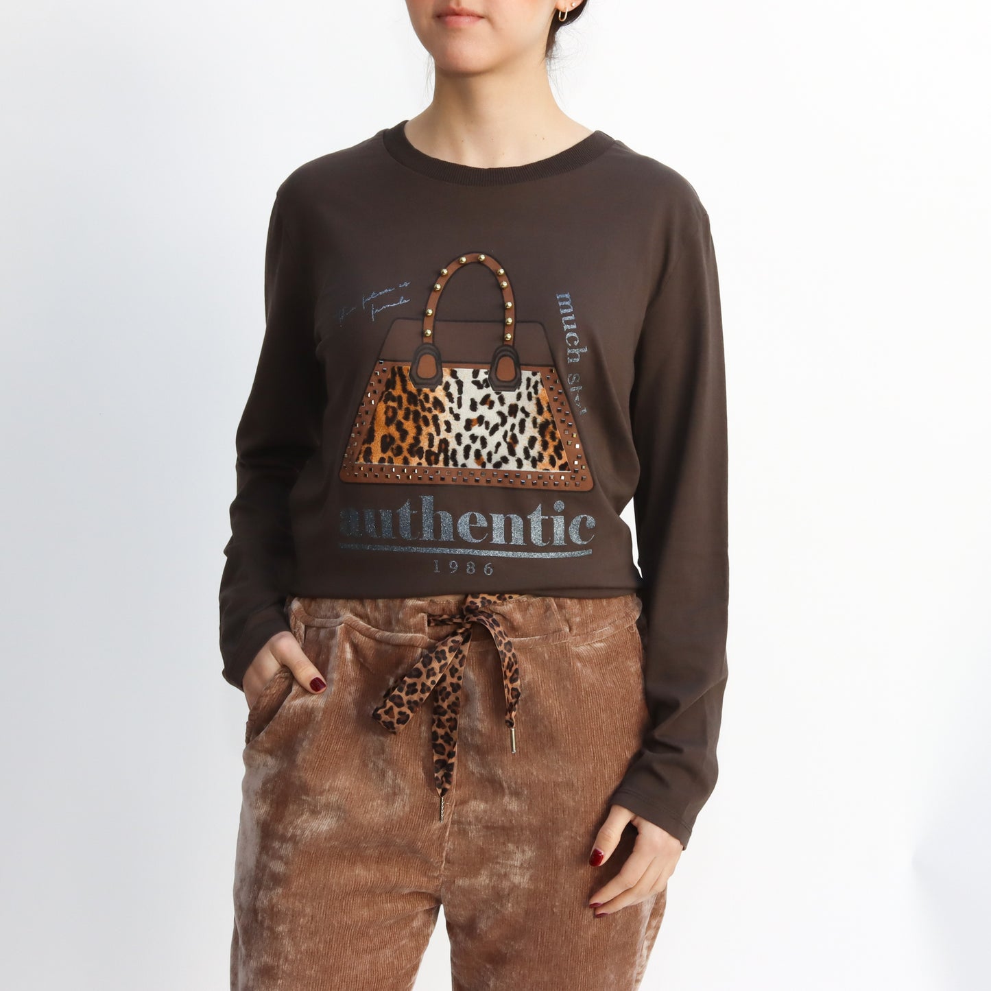 Blusa Café Estampado bolsa animal print