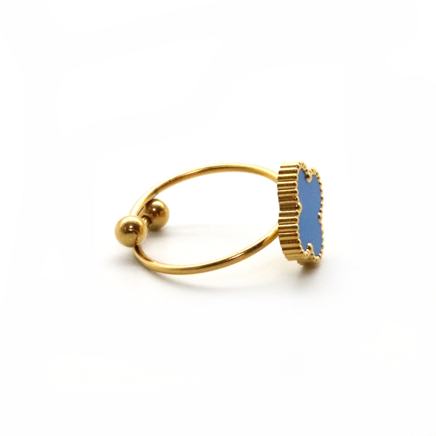 Set anillo, pulsera y arete Flor azul