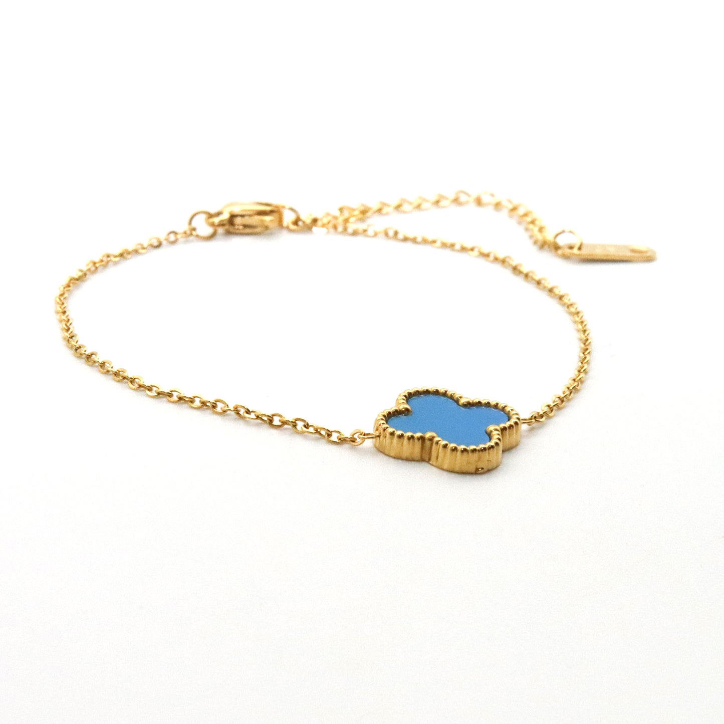 Set anillo, pulsera y arete Flor azul