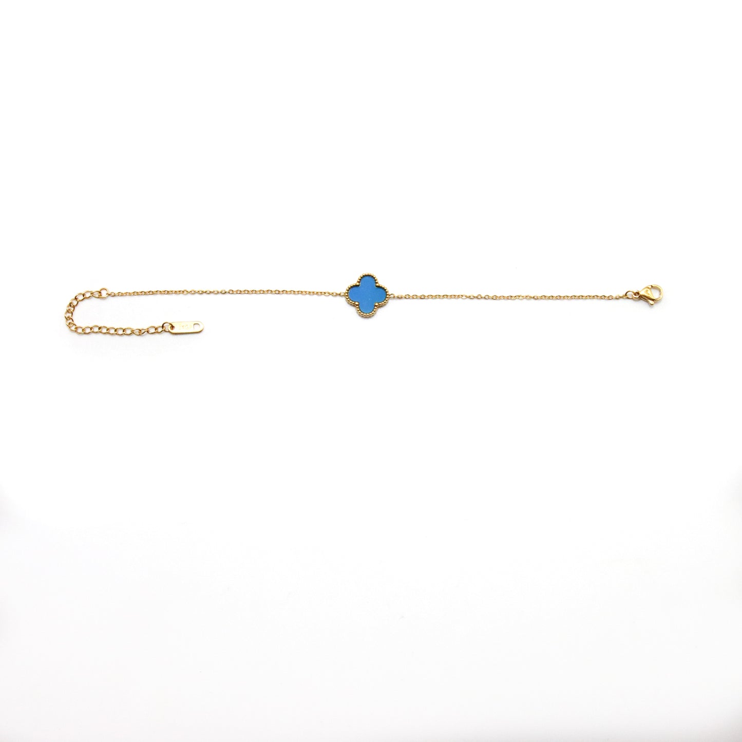 Set anillo, pulsera y arete Flor azul