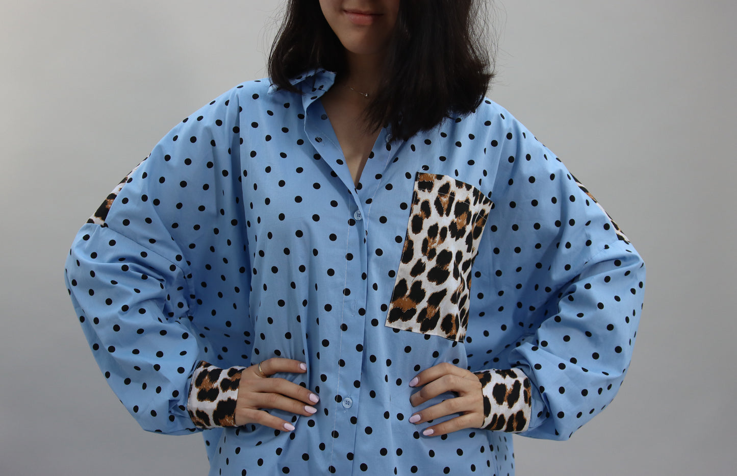 Camisa de Lunares Azul