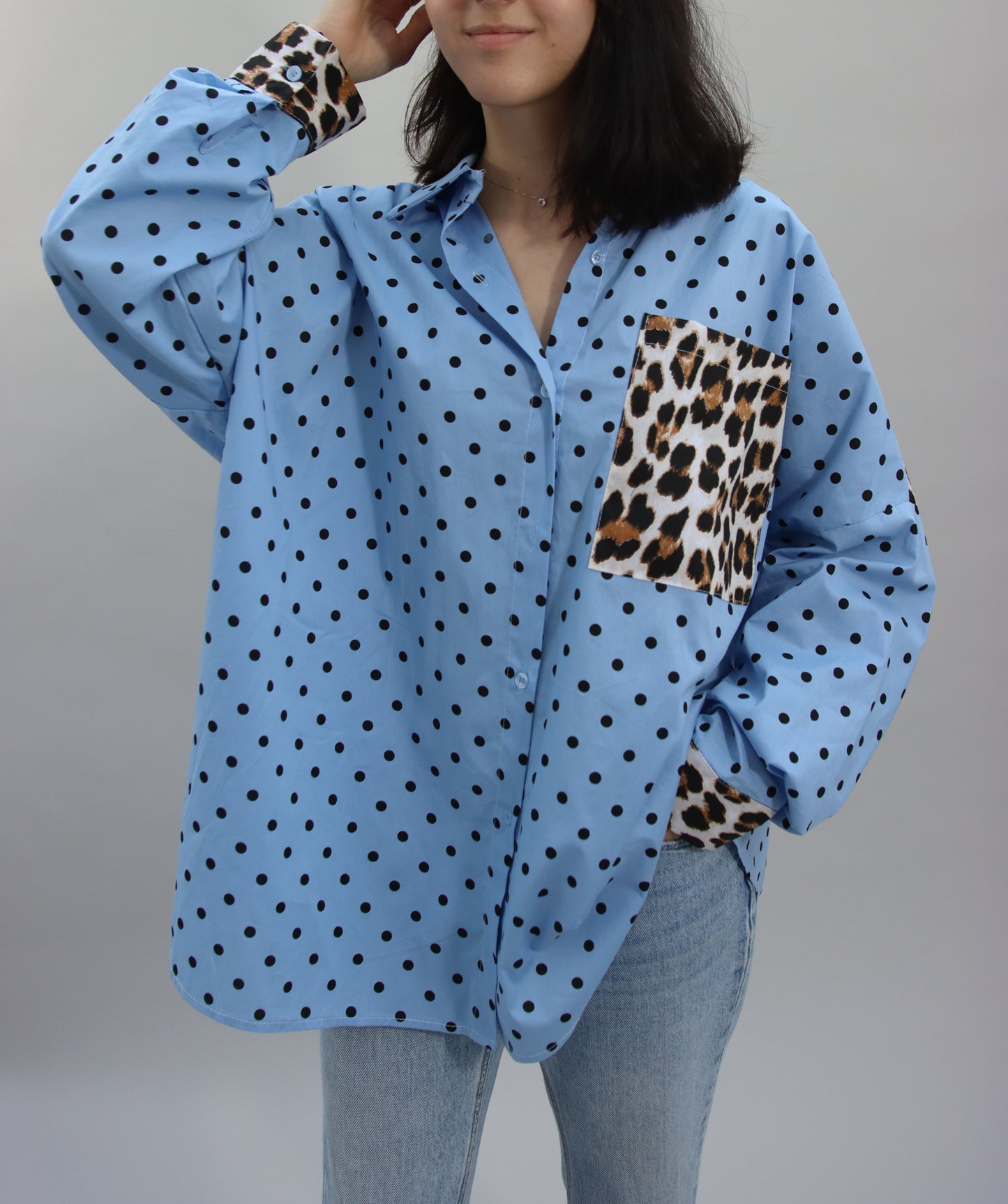Camisa de Lunares Azul