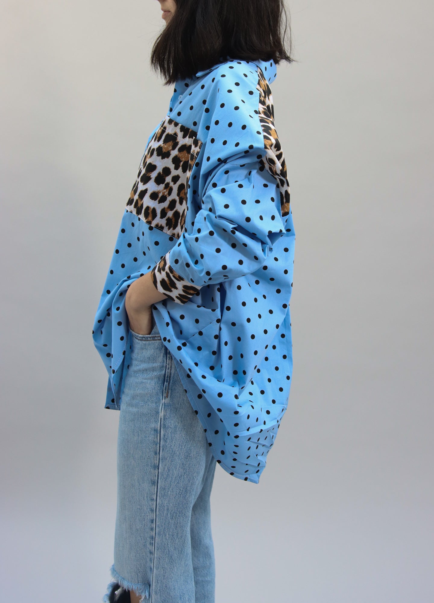 Camisa de Lunares Azul