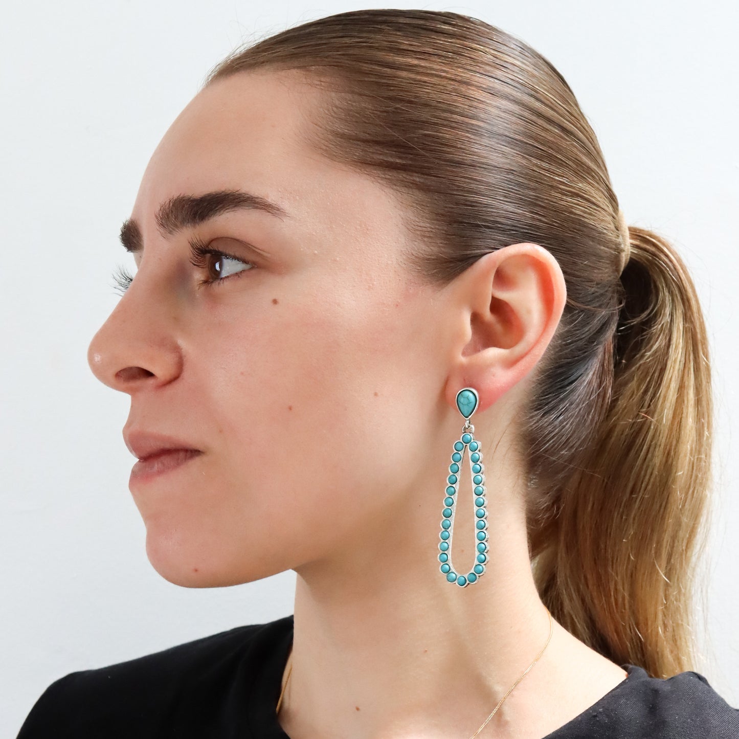 Aretes Cascada Turquesa en Diseño Filigrana