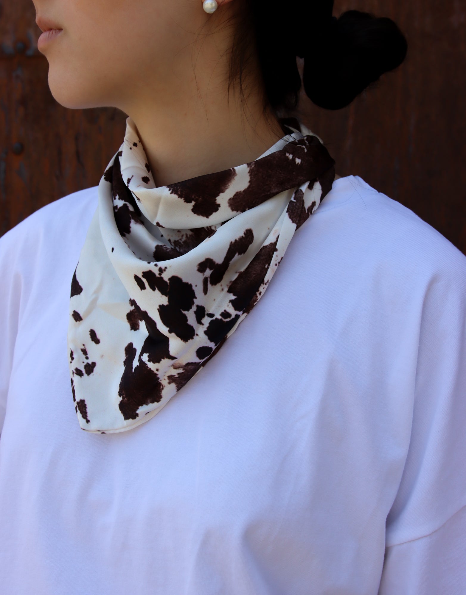 White T-shirt Cow Print
