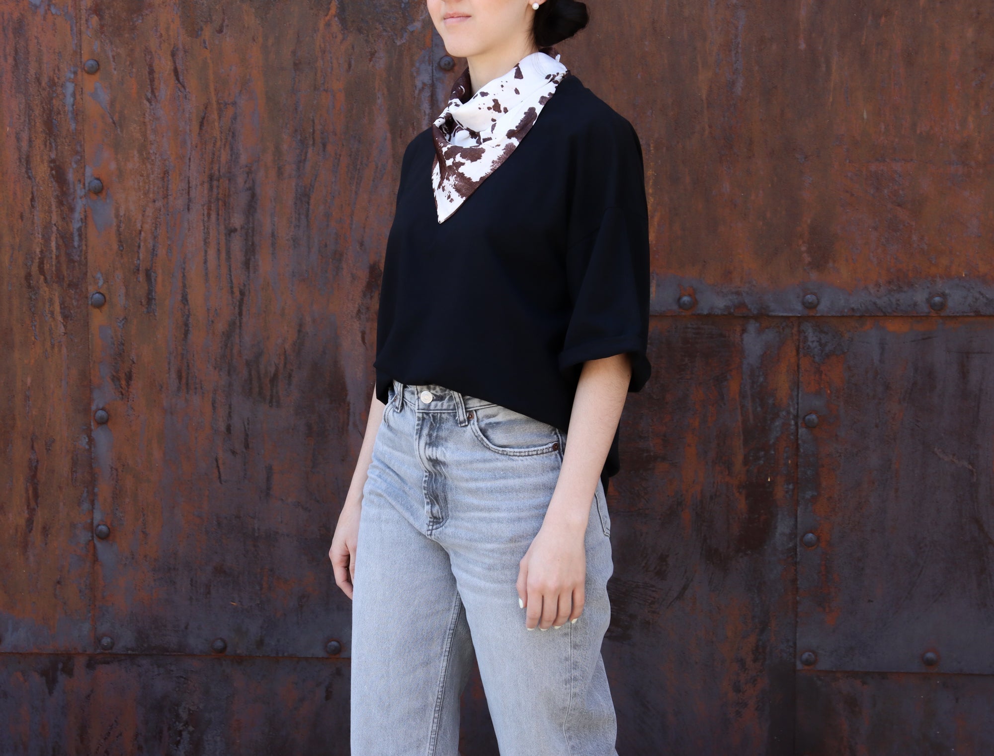 Black T-shirt Cow Print
