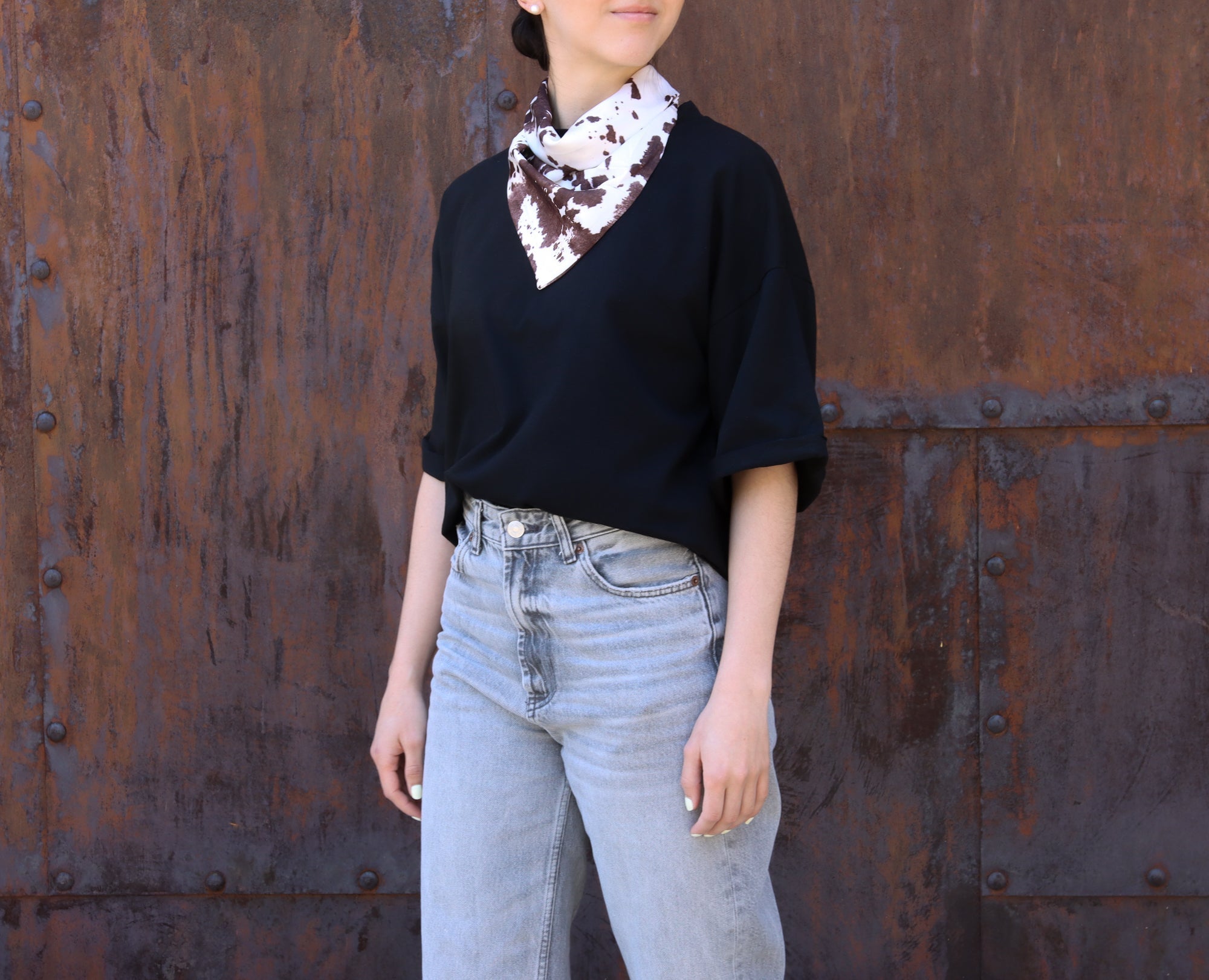 Black T-shirt Cow Print