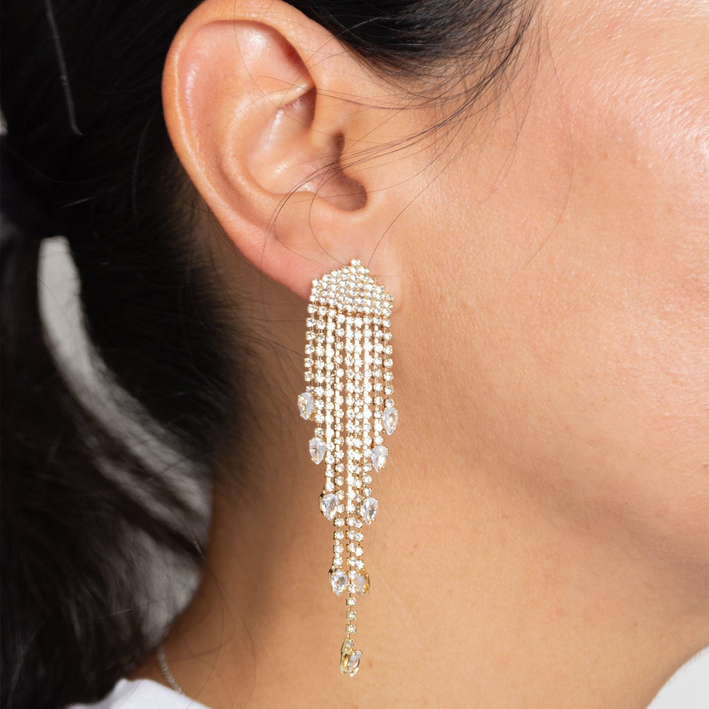 Aretes "Geometría Brillante" 🔷✨: Elegancia Larga y Moderna