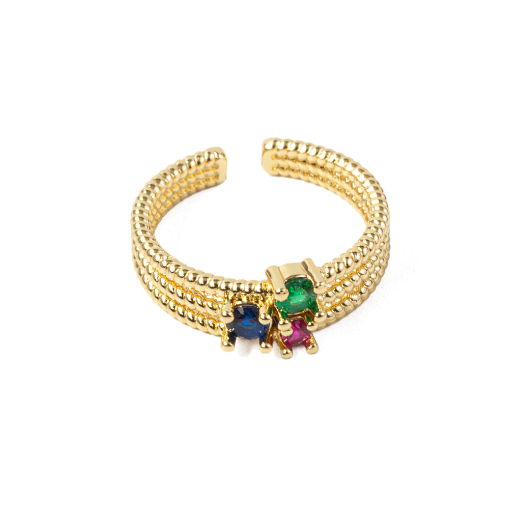 Anillo Dorado Piedras Colores
