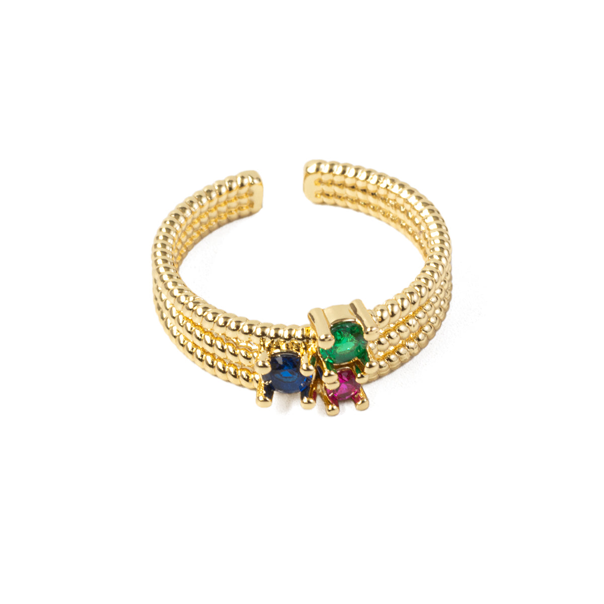 Anillo Dorado Piedras Colores