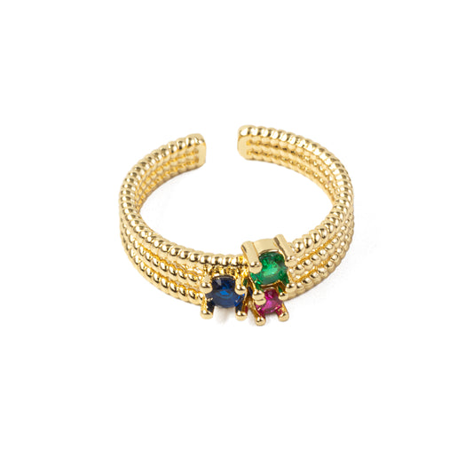 Anillo Dorado Piedras Colores