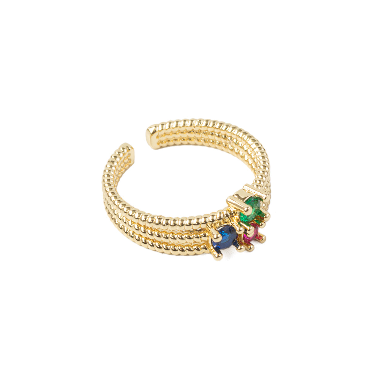 Anillo Dorado Piedras Colores