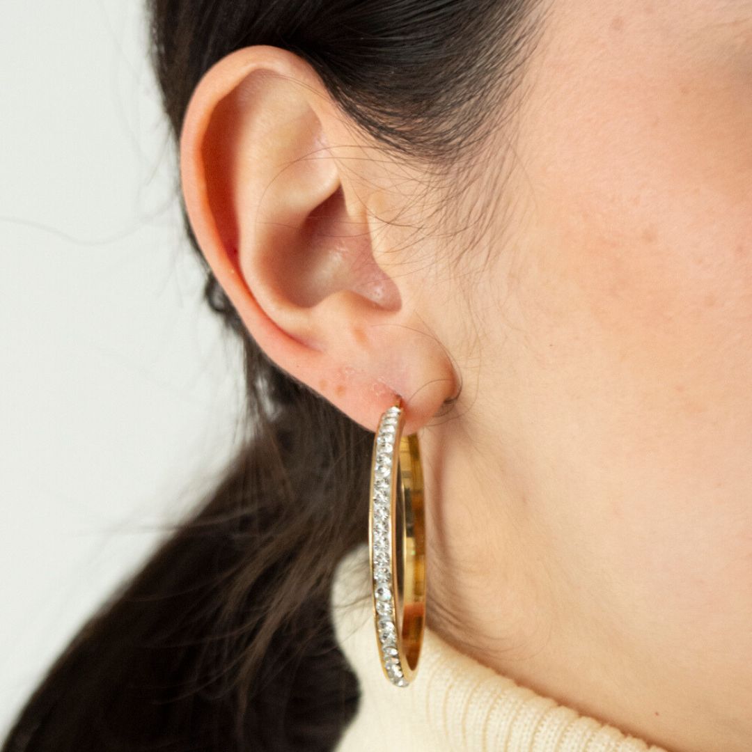 Hoops Doradas con Cristales