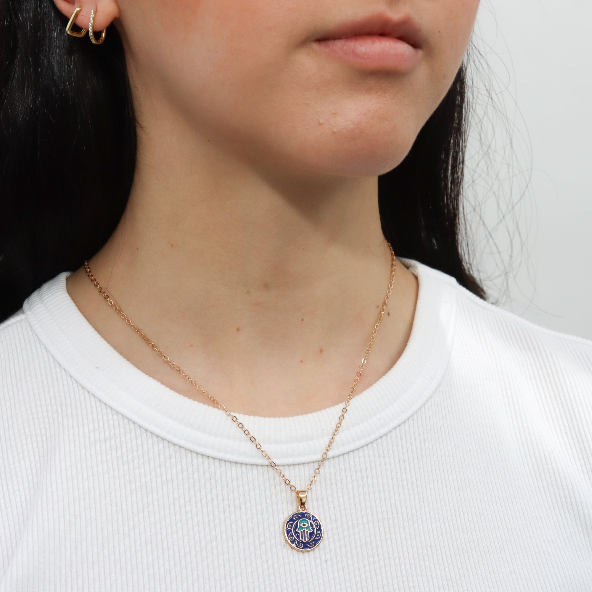 Collar Mano de Fátima Azul