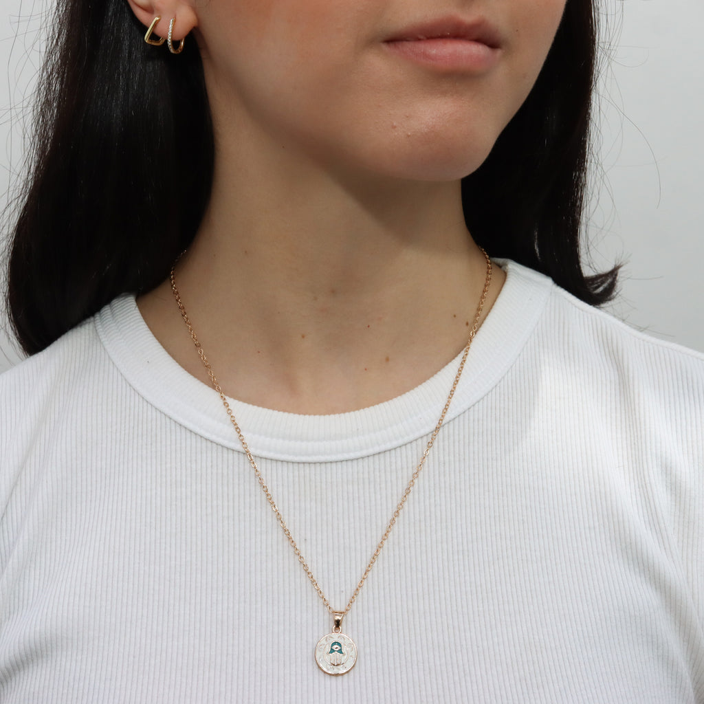 Collar Mano de Fátima Blanco