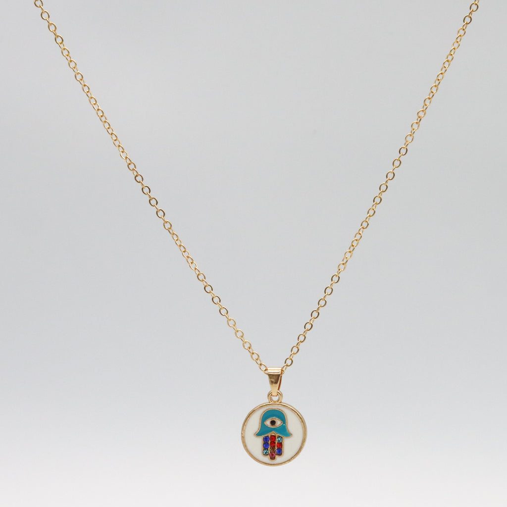 Collar Mano de Fátima Blanco con Diamantes