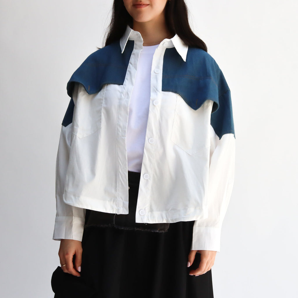 Blusa Vaquera Blanca con Denim