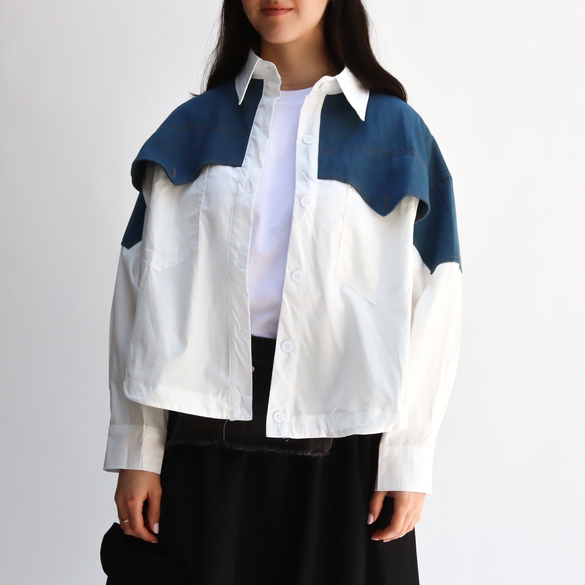 Blusa Vaquera Blanca con Denim