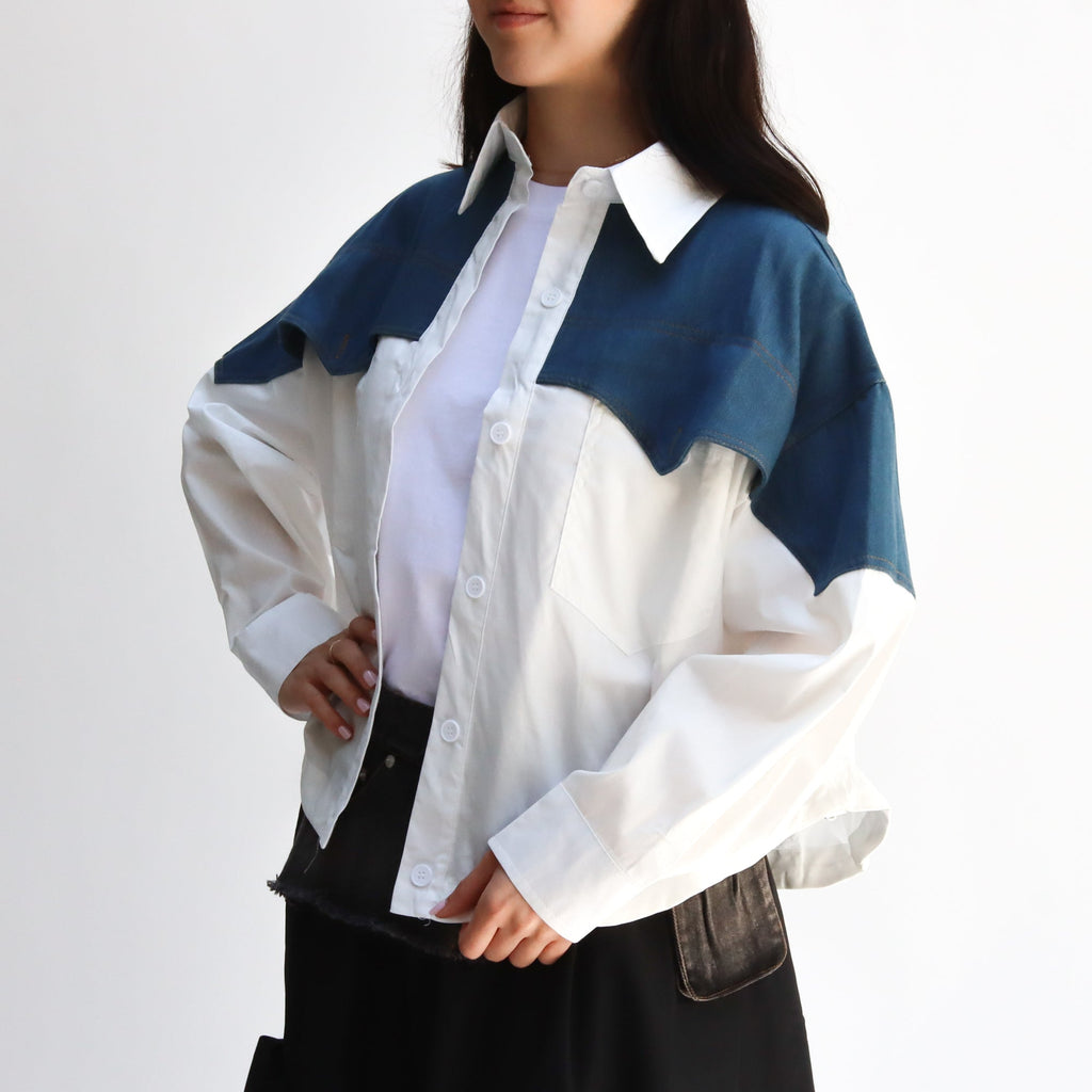 Blusa Vaquera Blanca con Denim