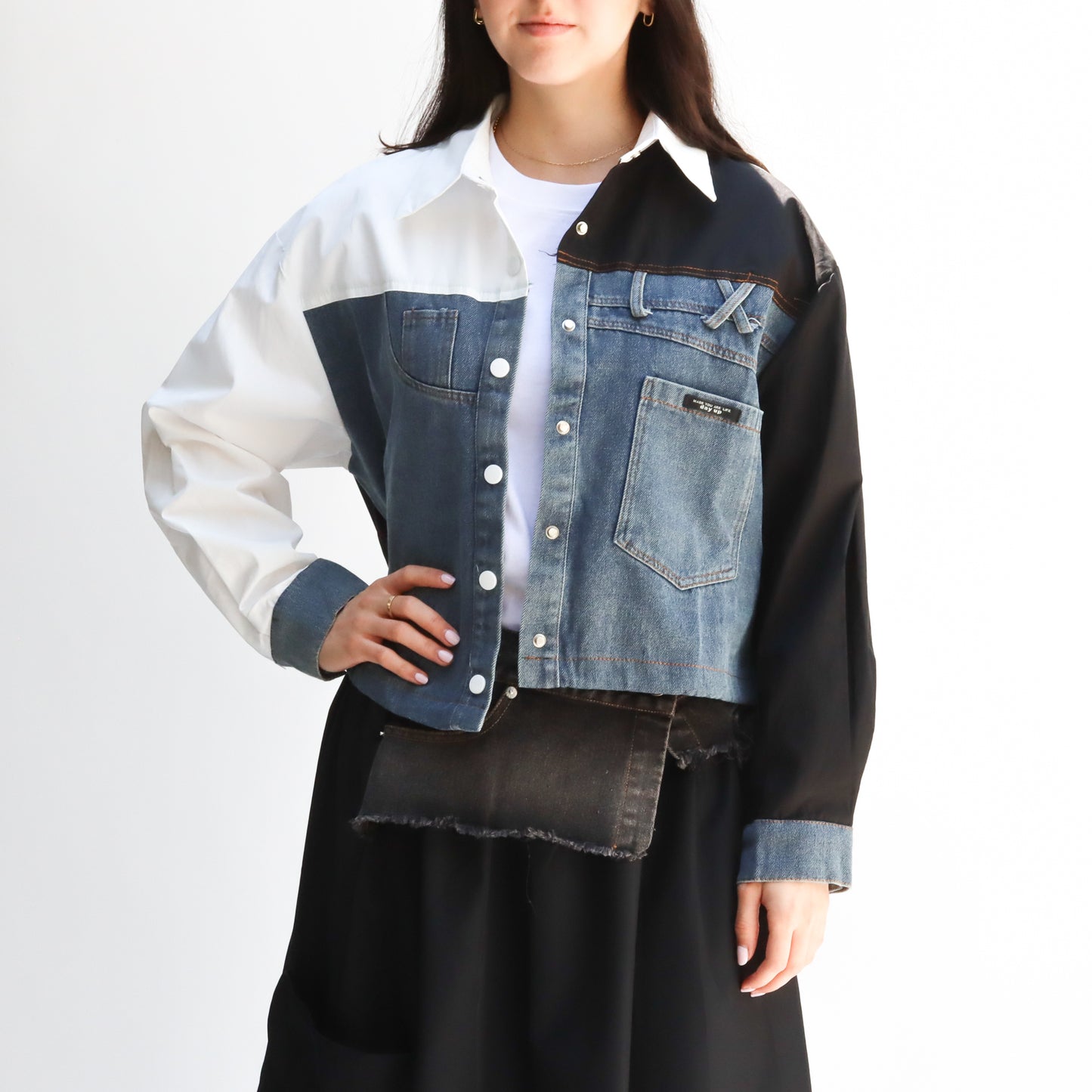 Blusa de Mezclilla Blanco & Negro