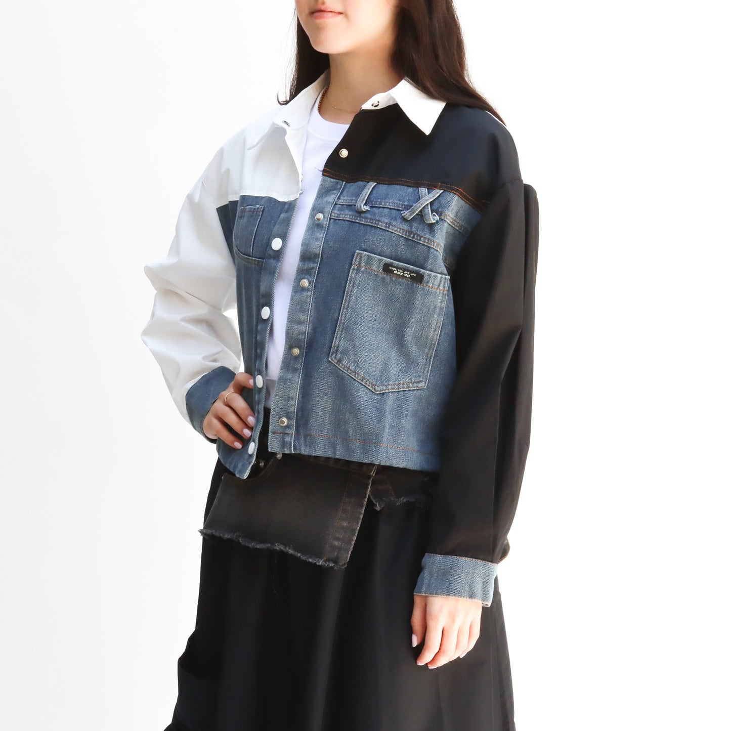 Blusa de Mezclilla Blanco & Negro