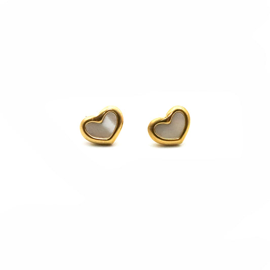 Set collar y aretes corazón blanco