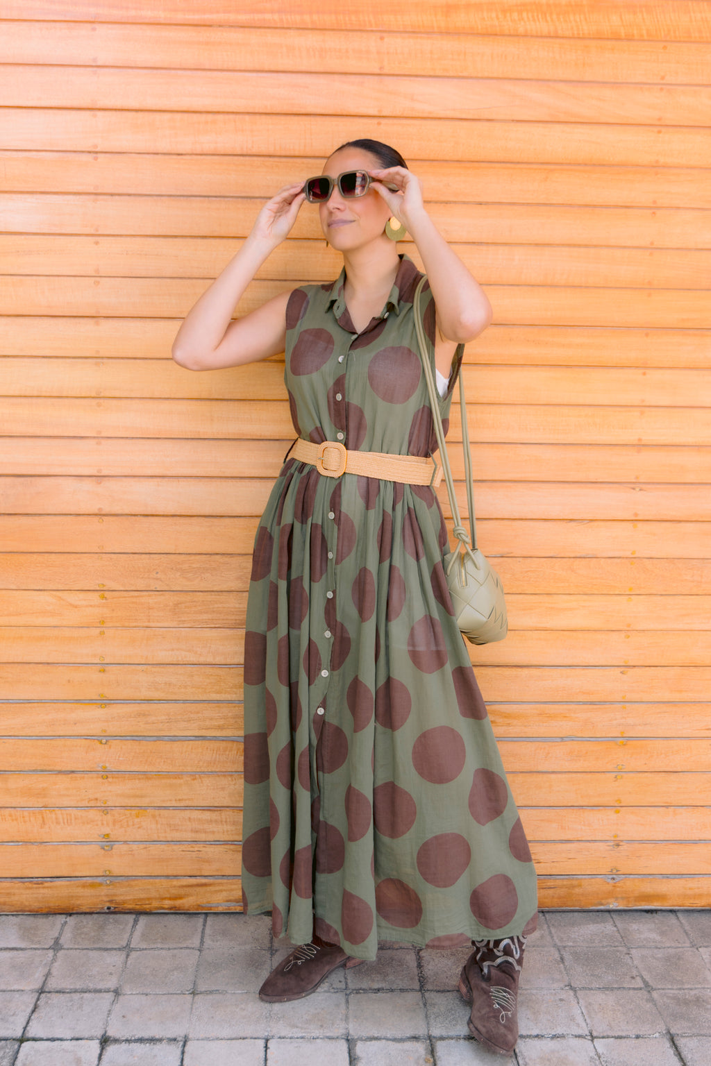 Vestido Verde con lunares grandes