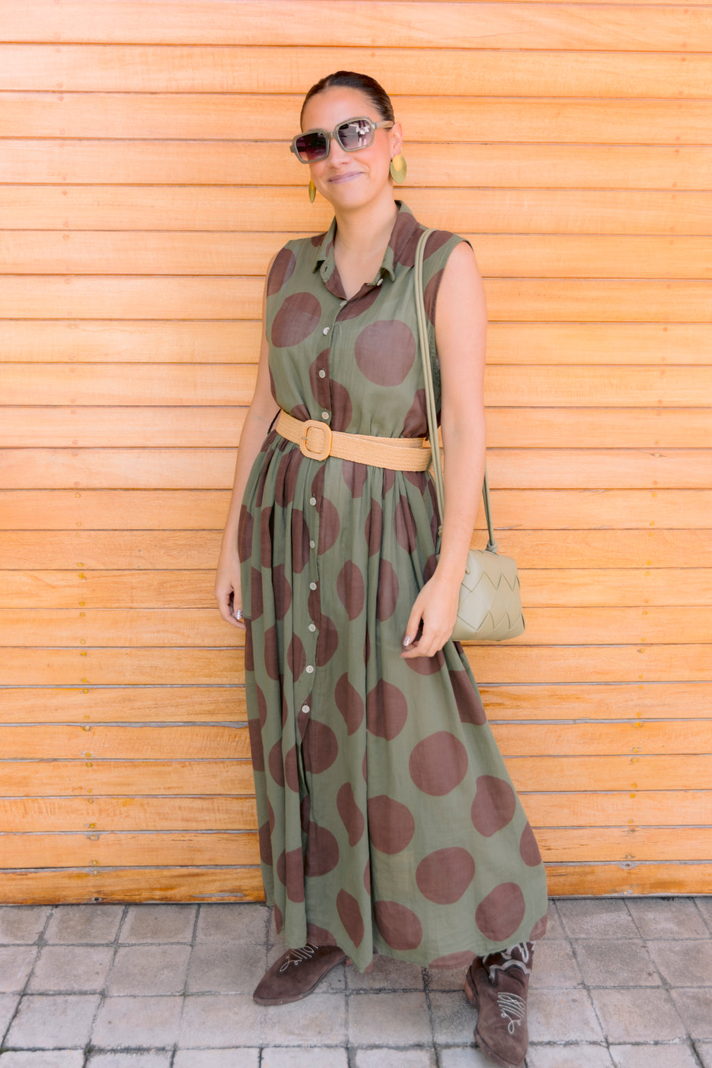 Vestido Verde con lunares grandes