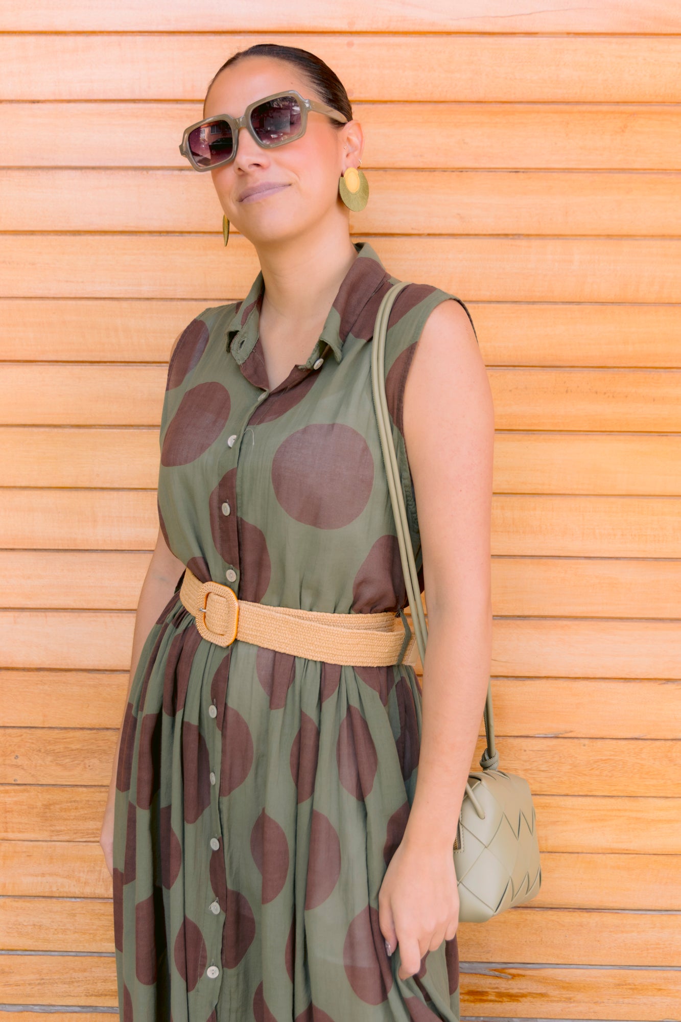 Vestido Verde con lunares grandes