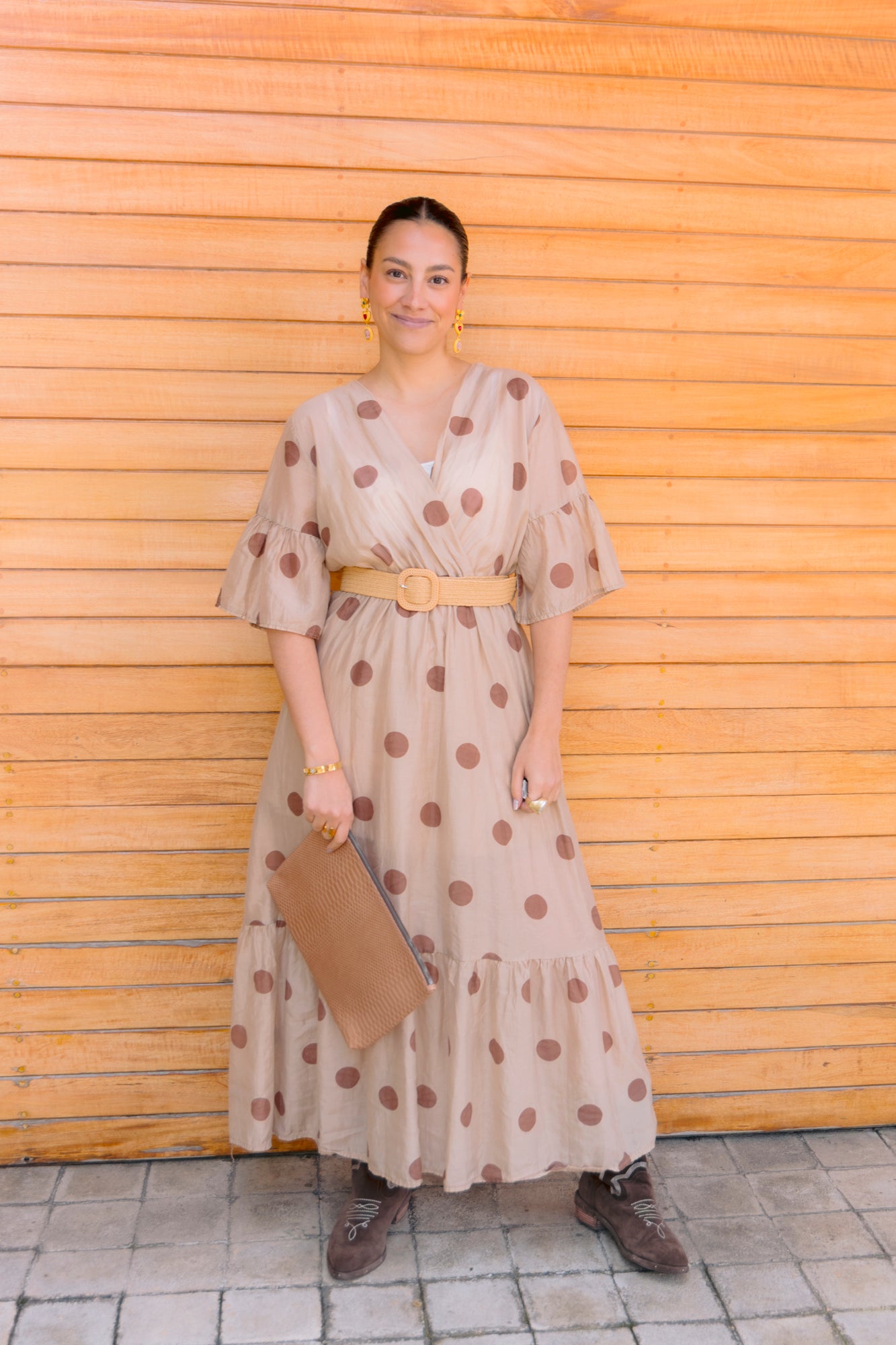 Vestido Beige con lunares