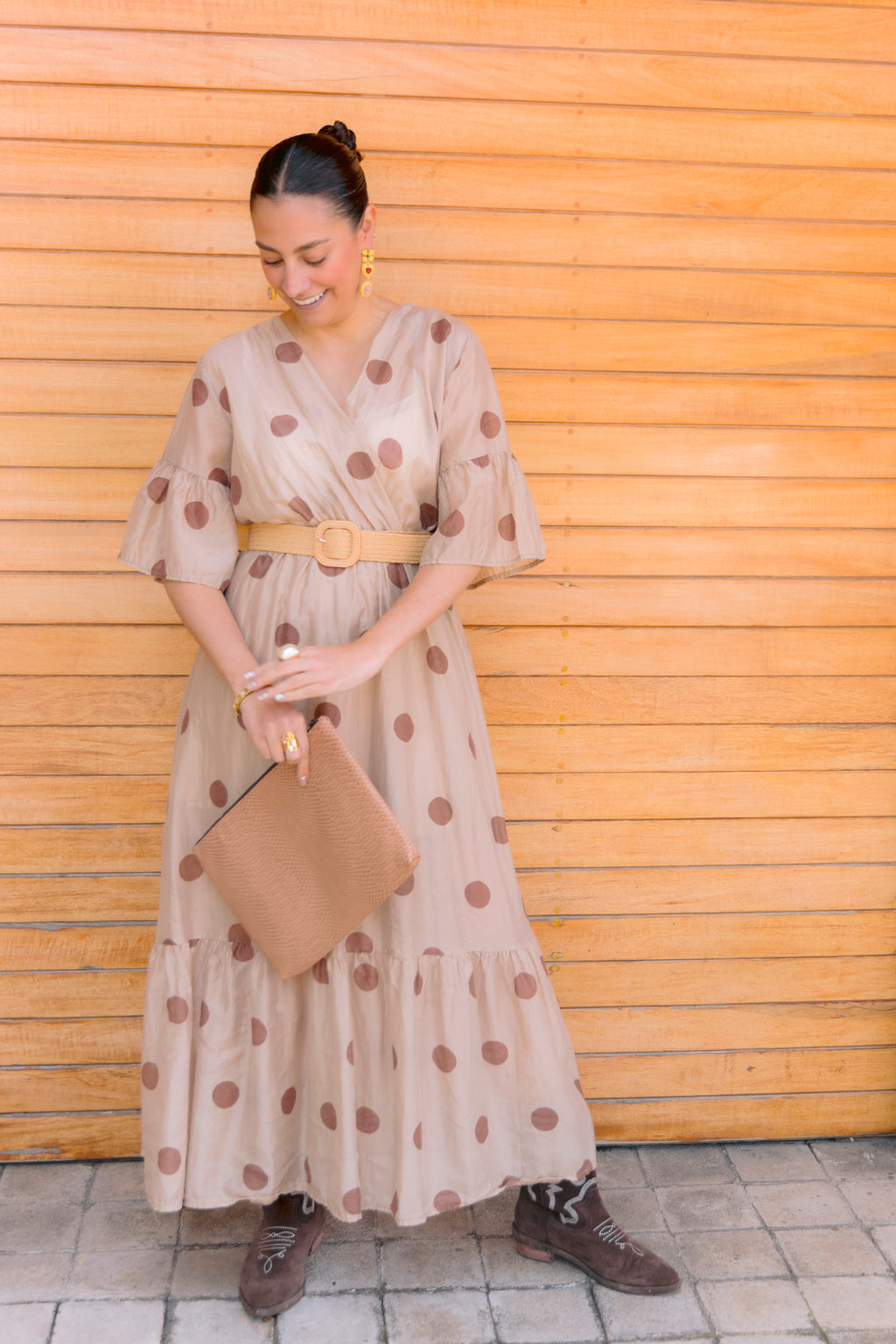 Vestido Beige con lunares
