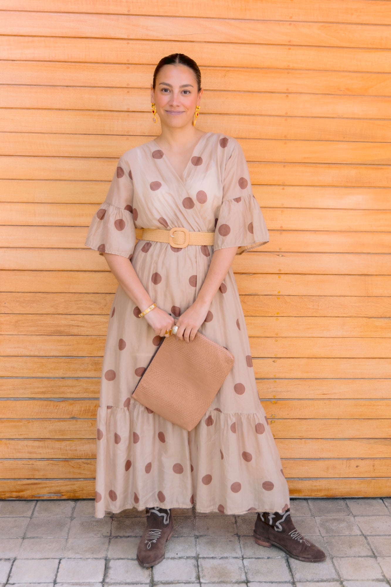 Vestido Beige con lunares