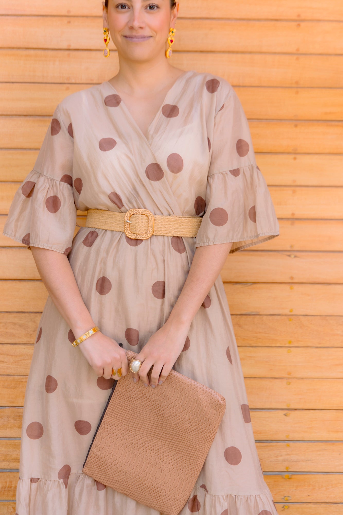 Vestido Beige con lunares
