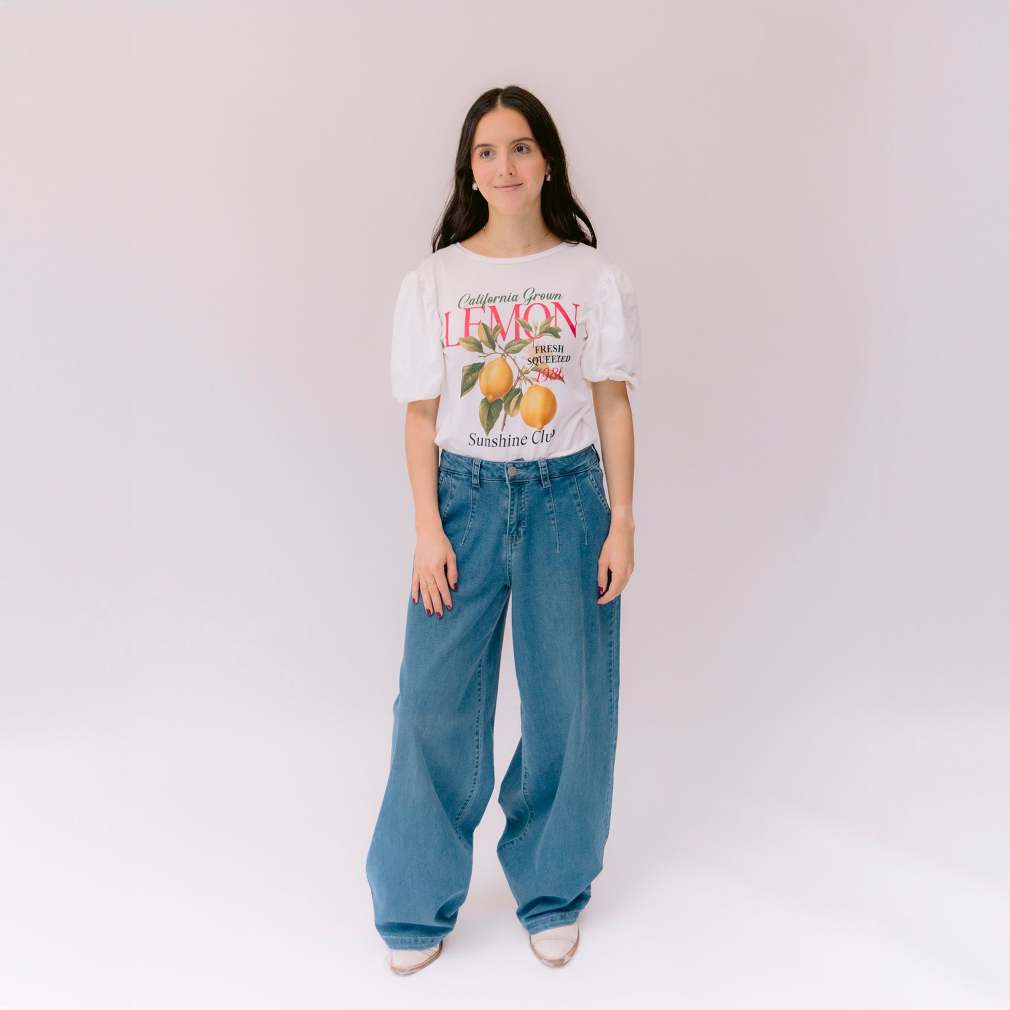 T-shirt blanca Manga Bombacha Lemon