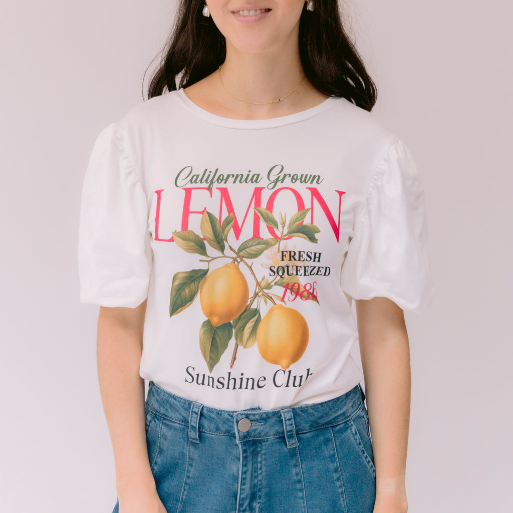 T-shirt blanca Manga Bombacha Lemon
