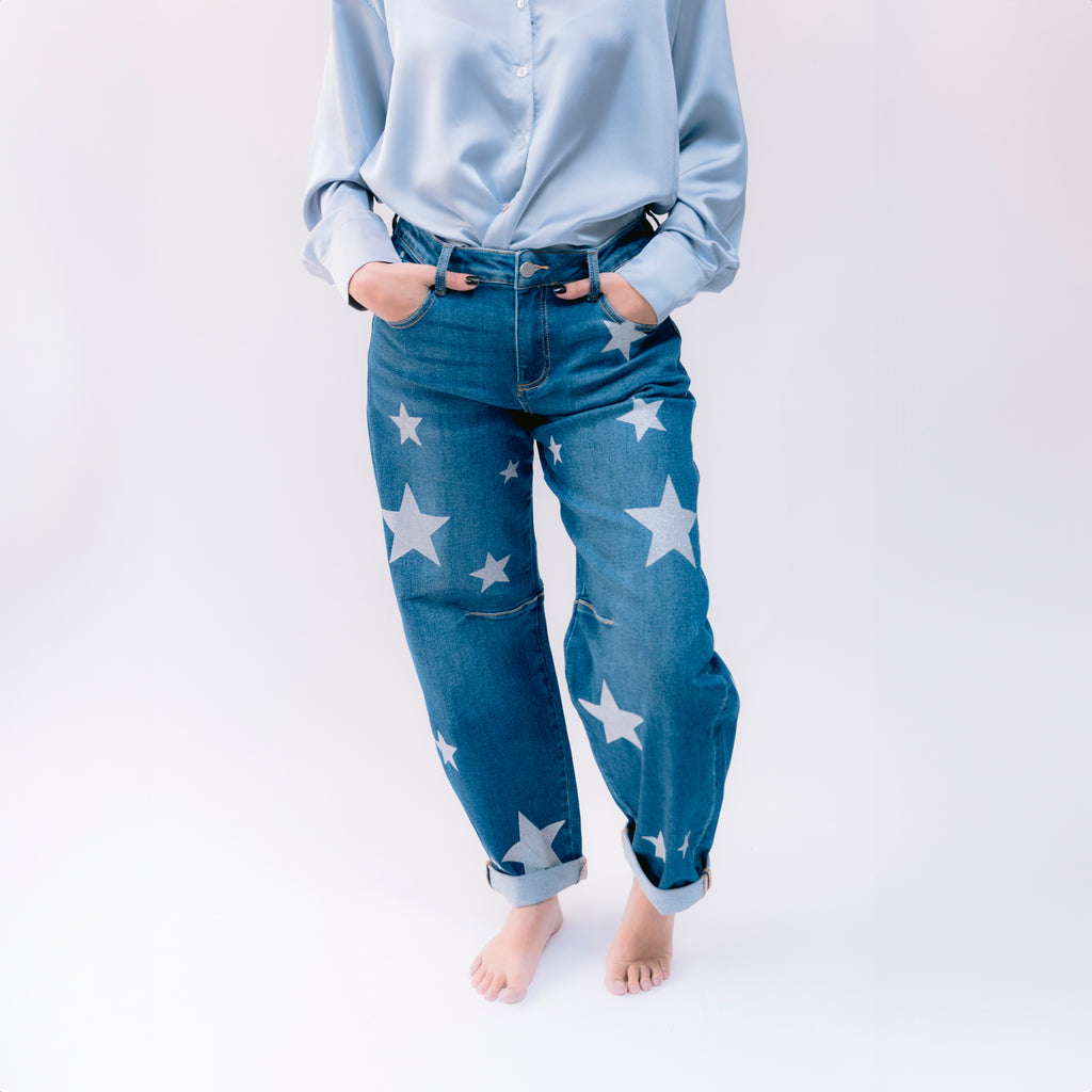 Blusa Satinada manga larga azul