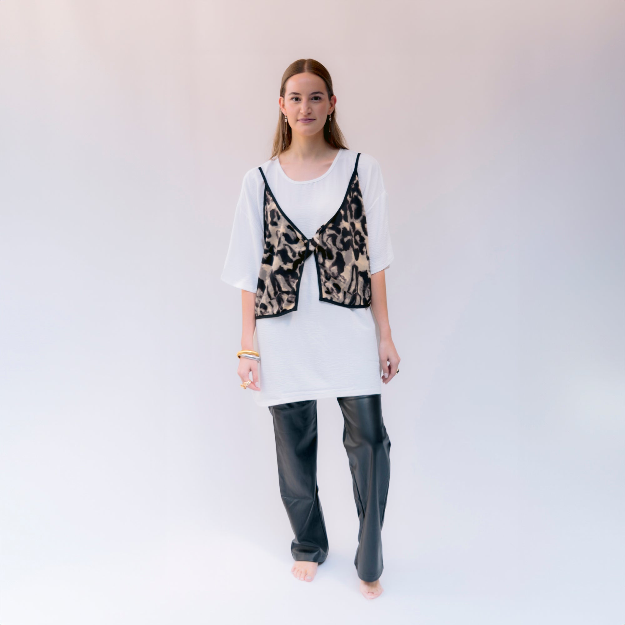 Blusa Blanca con Top Animal Print