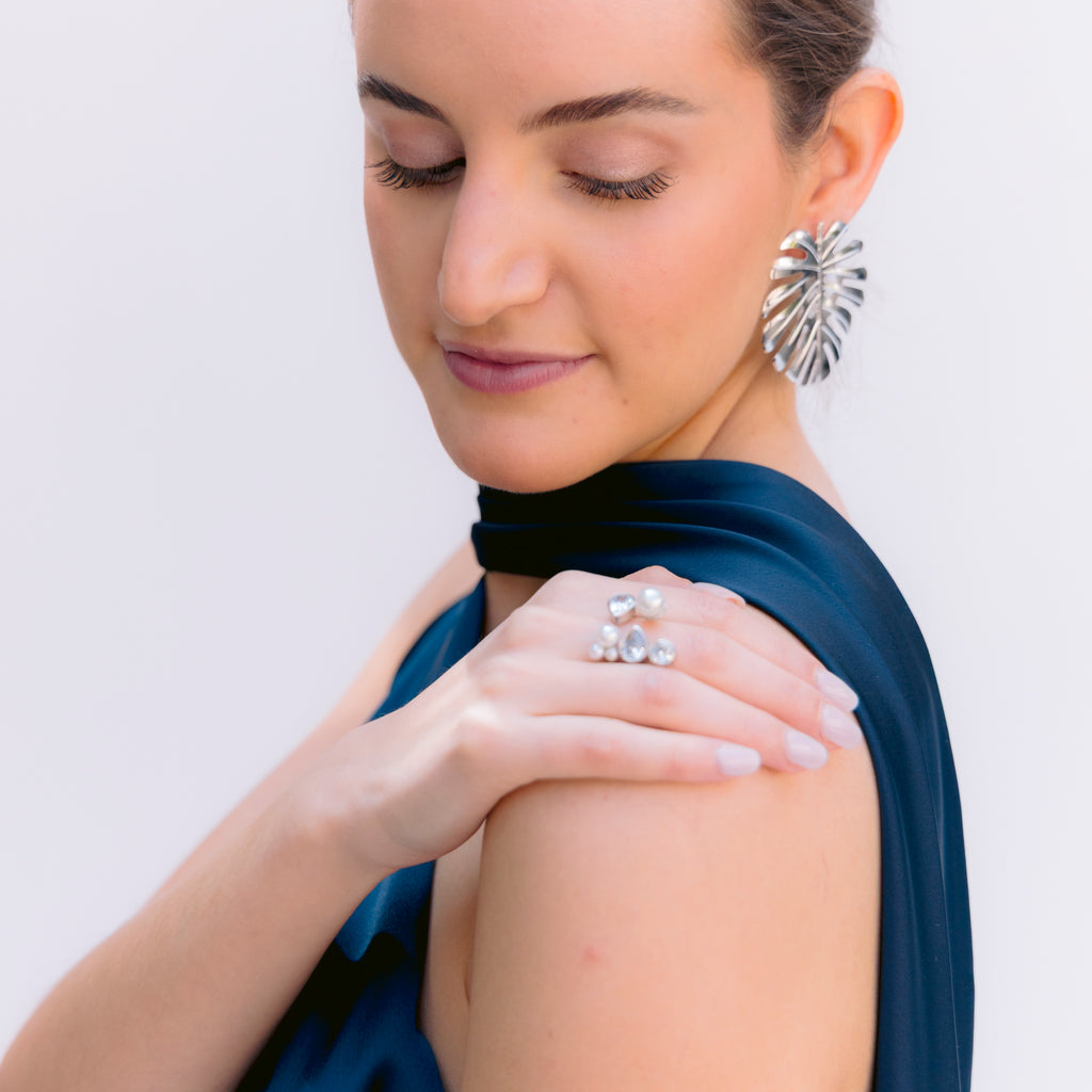 Top Satinado asimétrico Azul