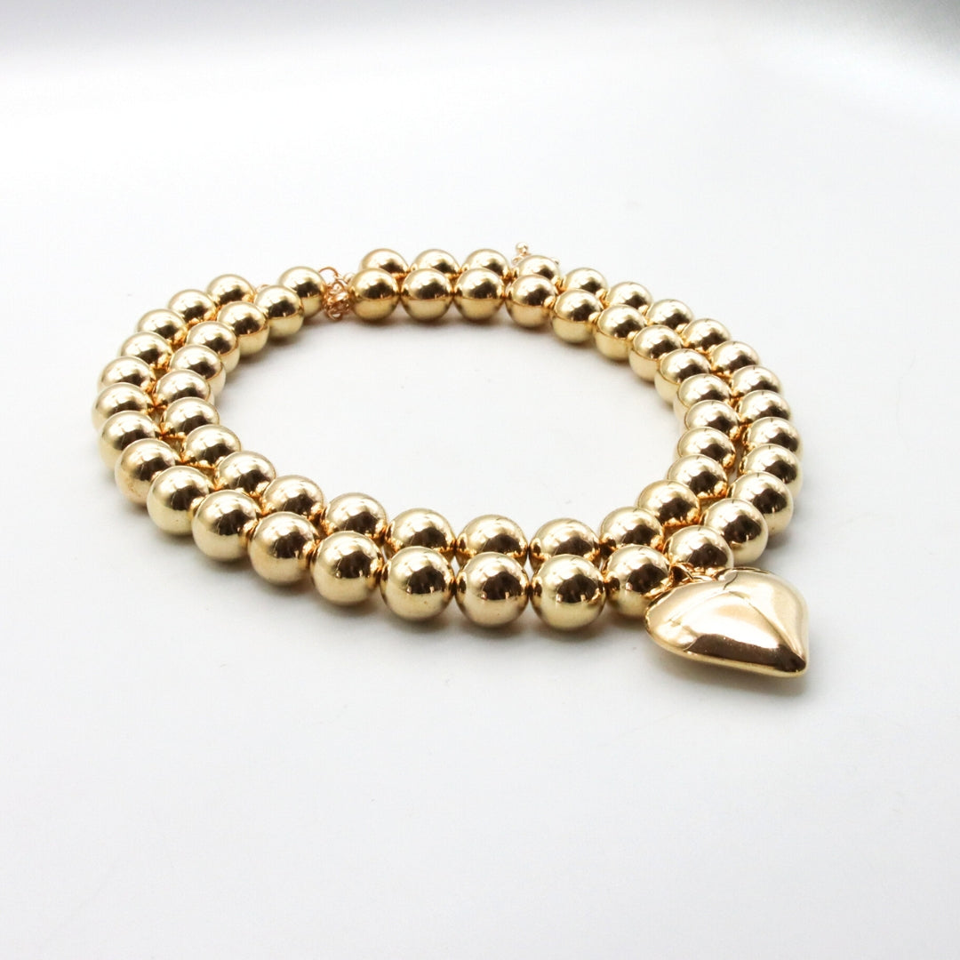 Collar Doble Bolitas Corazón