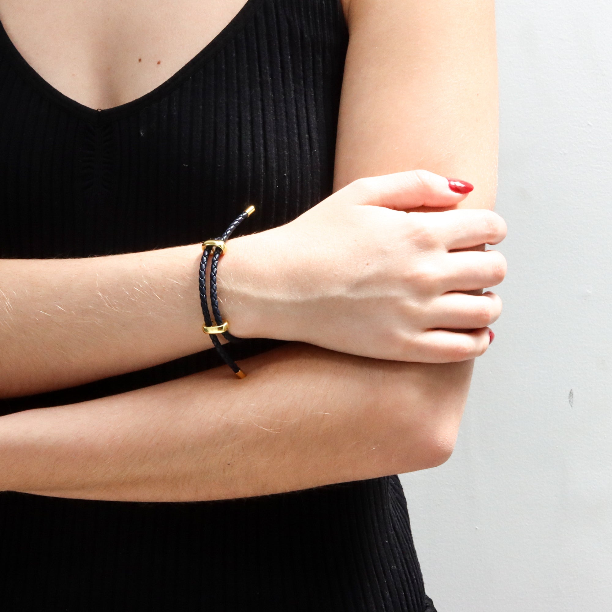 Pulsera Unisex de vinipiel tejido tipo vibora, ajustable
