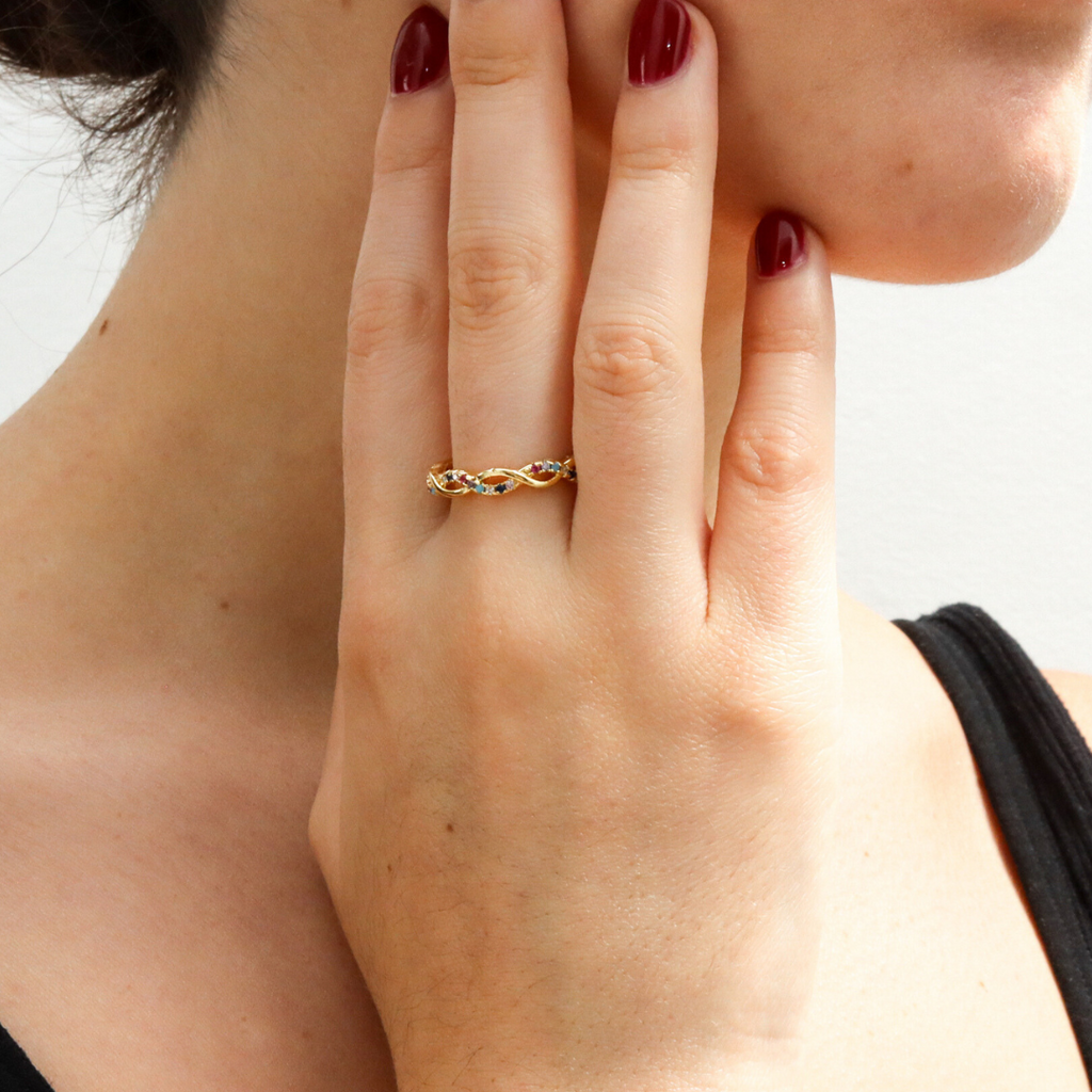 Anillo trenzado cristales