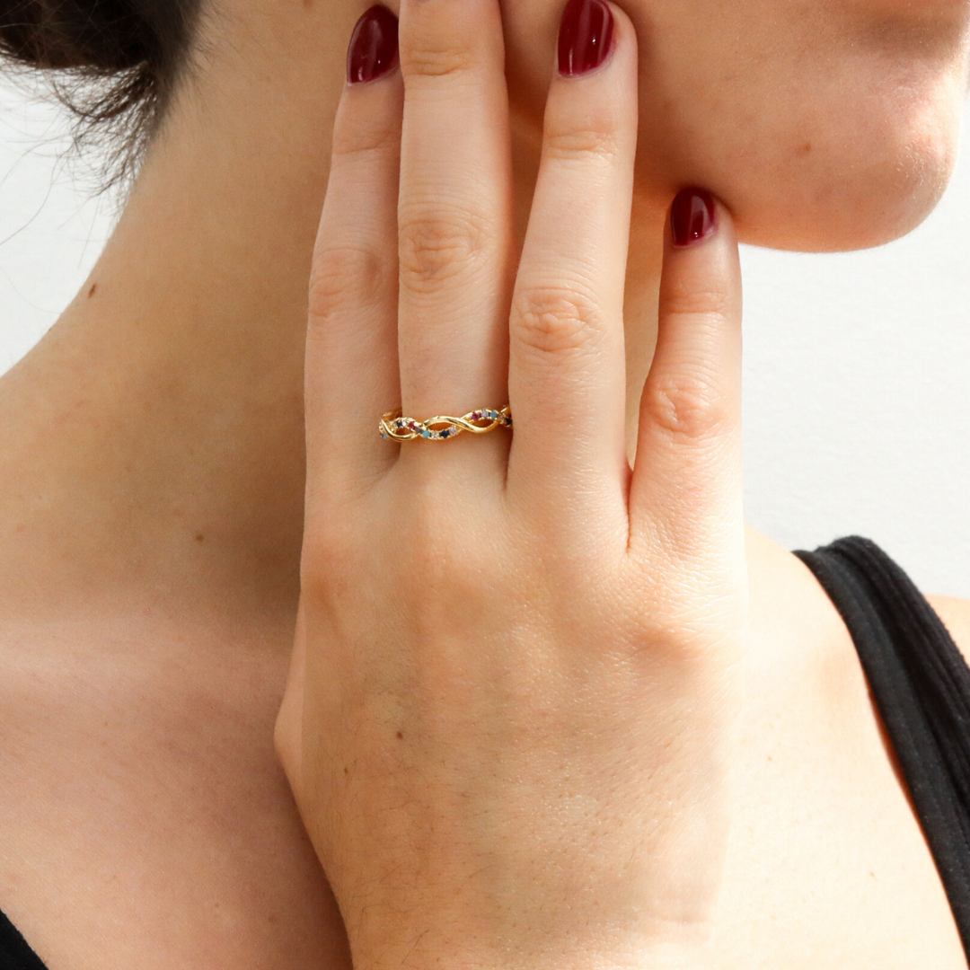 Anillo trenzado cristales